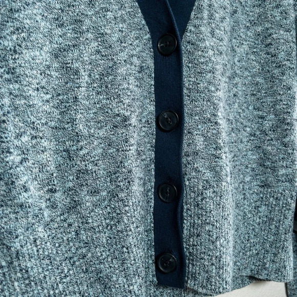 Naadam V-Neck Cardigan Cashmere blend Blue Trim Womens Small - Picture 7 of 7